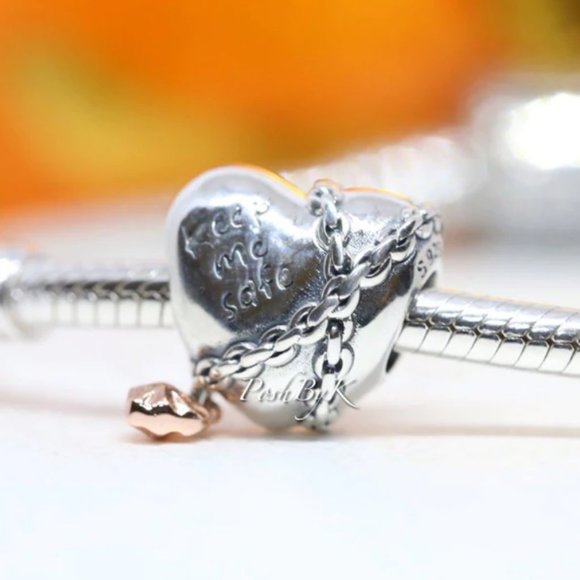 PANDORA Rose Chained Heart Charm 788344 - Picture 1 of 3